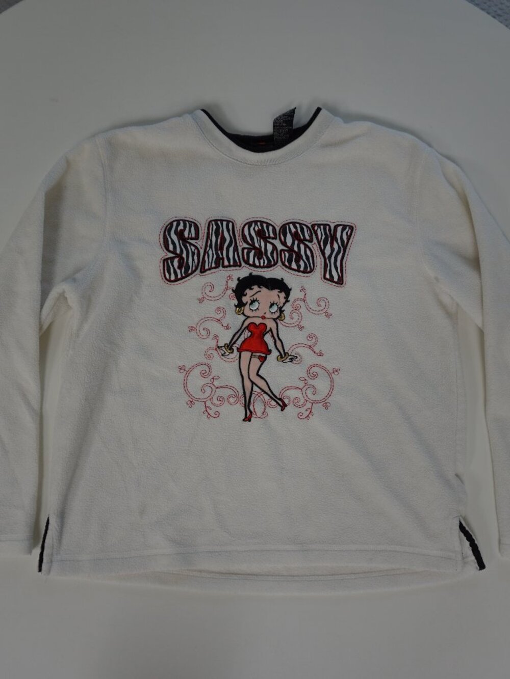 Y2K Betty Boop Sassy White Fleece Sweatshirt Large